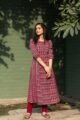 Image for Kusvaa Ws521 Dark Tan And Grey Ikat A Line Kurta Side
