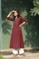 Image for Kusvaa Ws522 Rust Double Ikat A Line Kurta Front