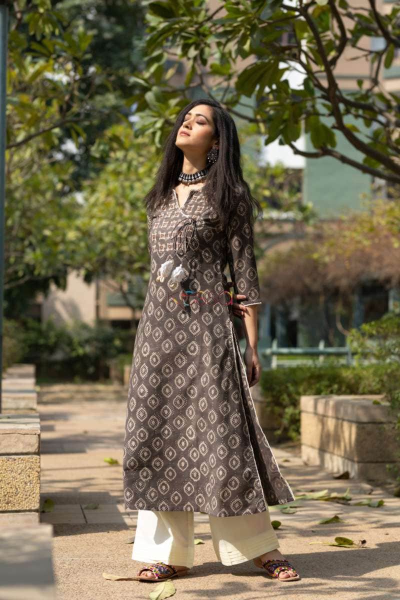 Image for Kusvaa Ws523 Dabu Print Straight Kurta 2
