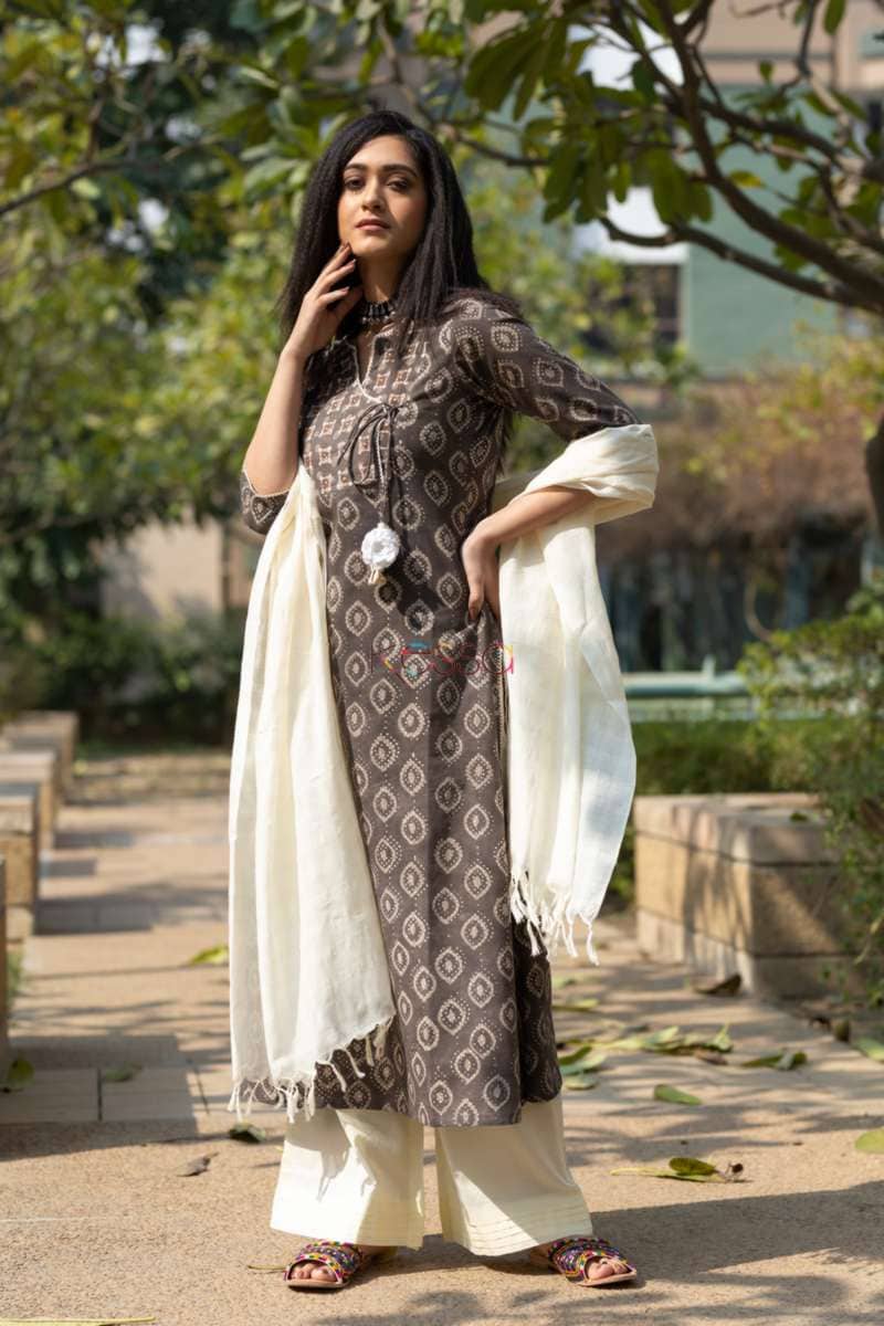 Image for Kusvaa Ws523 Dabu Print Straight Kurta 6
