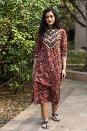 Image for Kusvaa Ws526 Border Detailing Kalamkari Kurta Featured