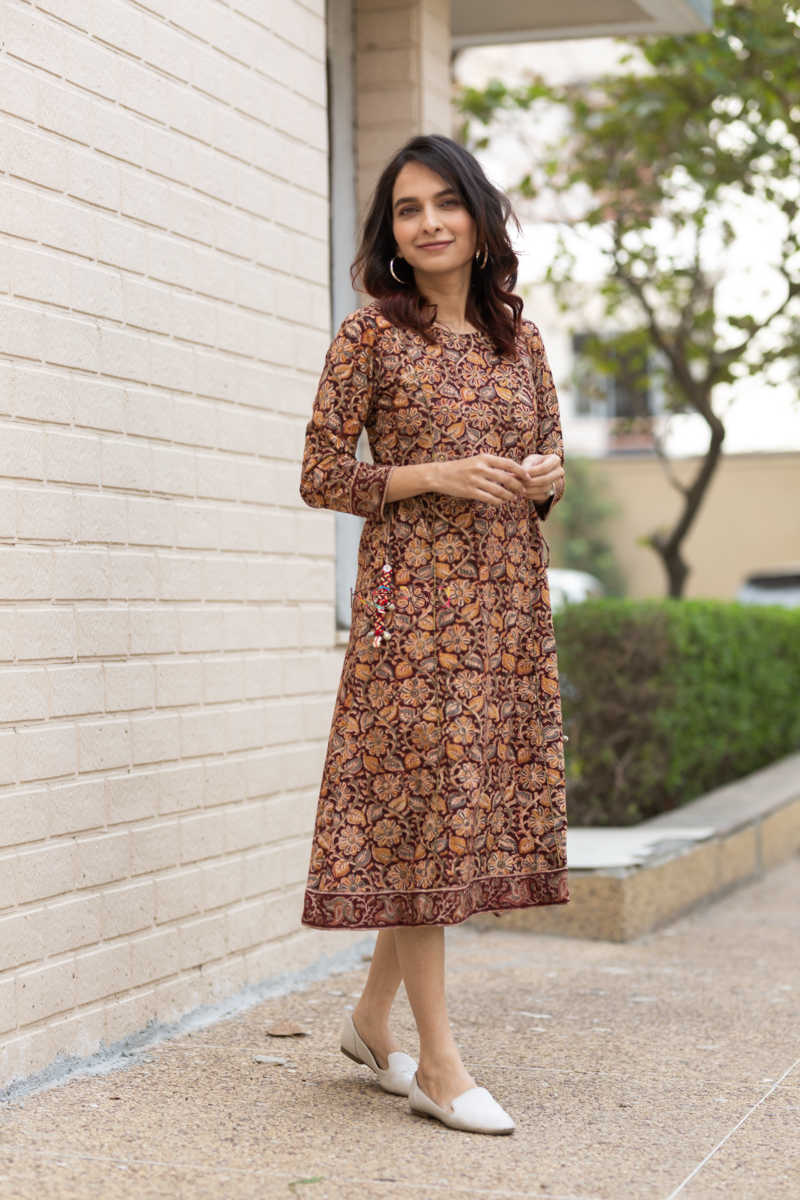 Image for Kusvaa Ws527 Dori Tie Kalamkari Kurta New 1