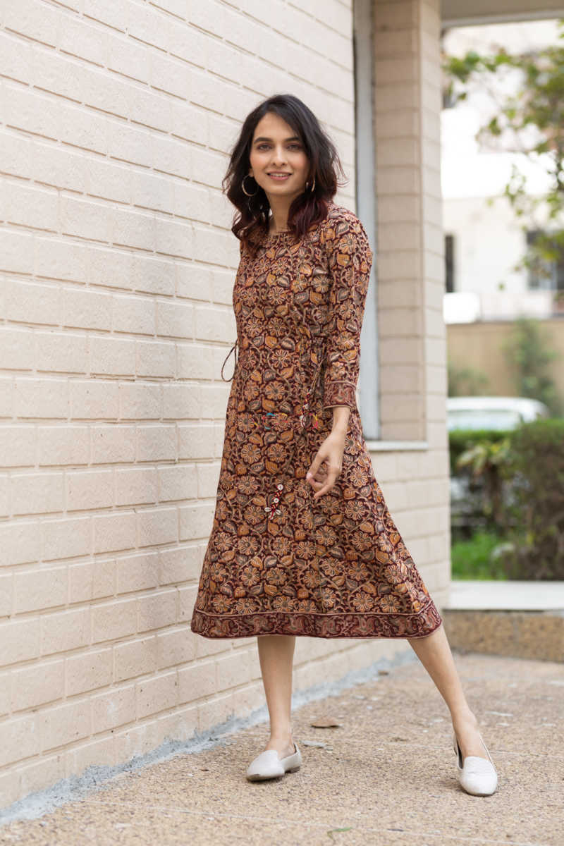 Image for Kusvaa Ws527 Dori Tie Kalamkari Kurta New 2