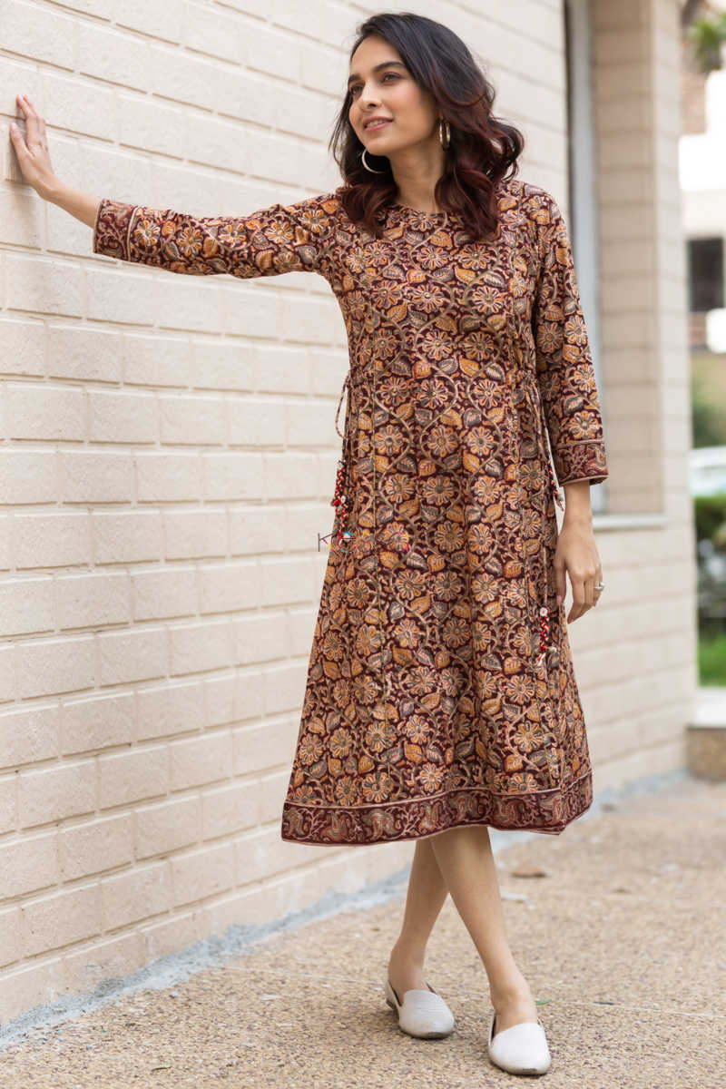 Image for Kusvaa Ws527 Dori Tie Kalamkari Kurta New 3
