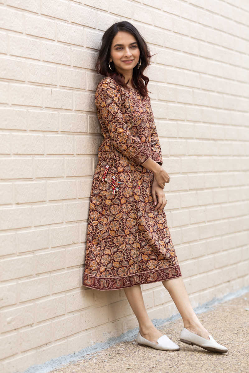 Image for Kusvaa Ws527 Dori Tie Kalamkari Kurta New 4