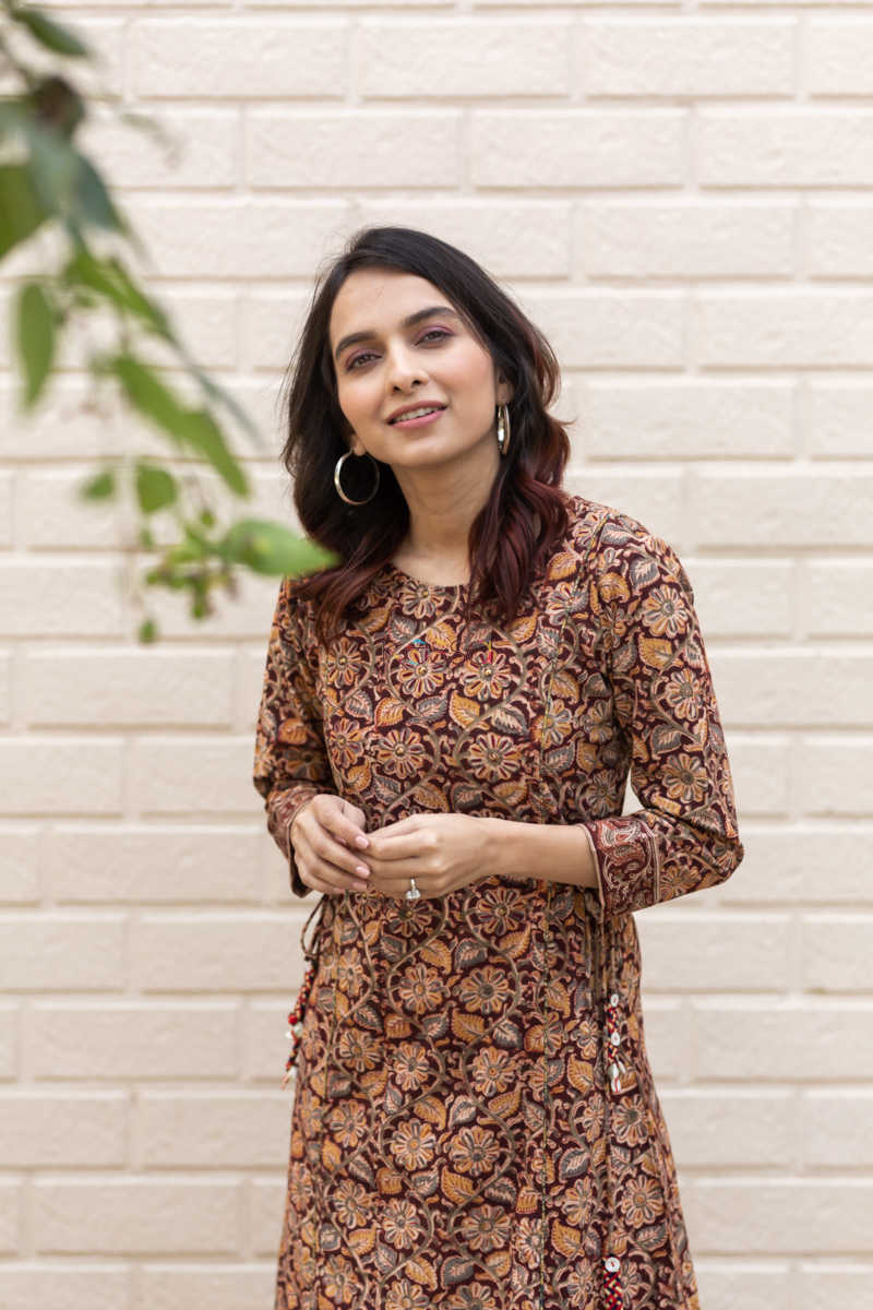 Image for Kusvaa Ws527 Dori Tie Kalamkari Kurta New 5