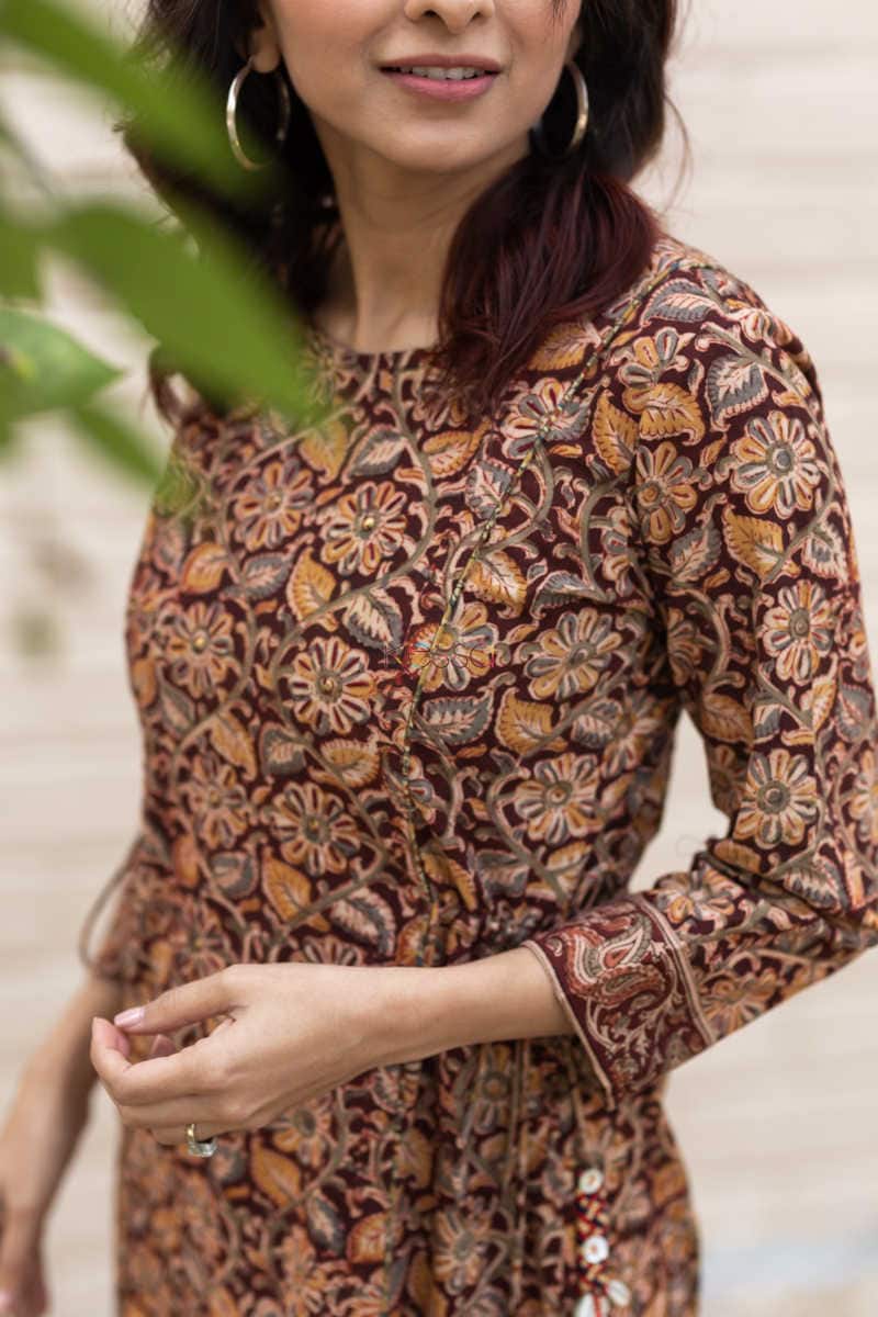 Image for Kusvaa Ws527 Dori Tie Kalamkari Kurta New 6