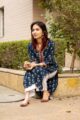Image for Kusvaa Wsr84 Blue Block Print Gotta Patti Kurta Closeup 2