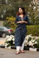 Image for Kusvaa Wsr84 Blue Block Print Gotta Patti Kurta Front