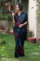 Image for Kusvaa Kunf03 Modern Tribe Black Printed Bengal Silk Saree 1 4