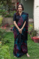 Image for Kusvaa Kunf03 Modern Tribe Black Printed Bengal Silk Saree 1