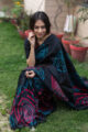 Image for Kusvaa Kunf03 Modern Tribe Black Printed Bengal Silk Saree 8