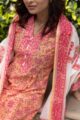Image for Kusvaa Kuoj112 Peach Pink Kurta Cotton Dupatta Set Featured New 7