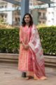 Image for Kusvaa Kuoj112 Peach Pink Kurta Cotton Dupatta Set New 2