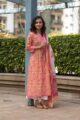 Image for Kusvaa Kuoj112 Peach Pink Kurta Cotton Dupatta Set New 3