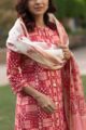 Image for Kusvaa Kuoj115 Shades Of Red Block Printed Kurta Dupatta Set 7