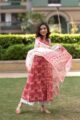 Image for Kusvaa Kuoj115 Shades Of Red Block Printed Kurta Dupatta Set 9