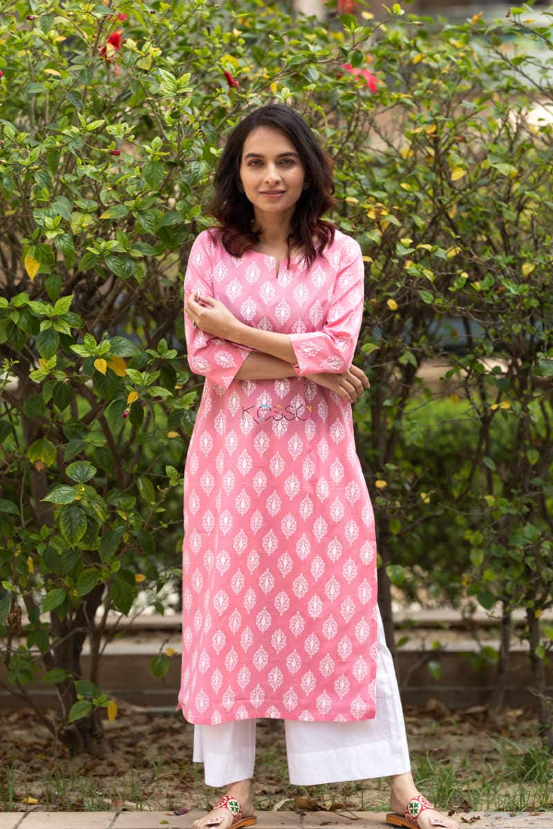 Image for Kusvaa Taf20 Charming Pink Cambric Kurta 3
