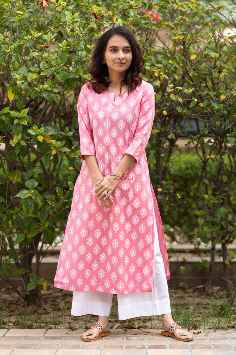 Image for Kusvaa Taf20 Charming Pink Cambric Kurta 6