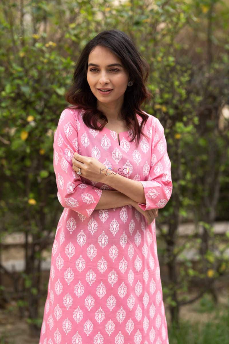 Image for Kusvaa Taf20 Charming Pink Cambric Kurta 9