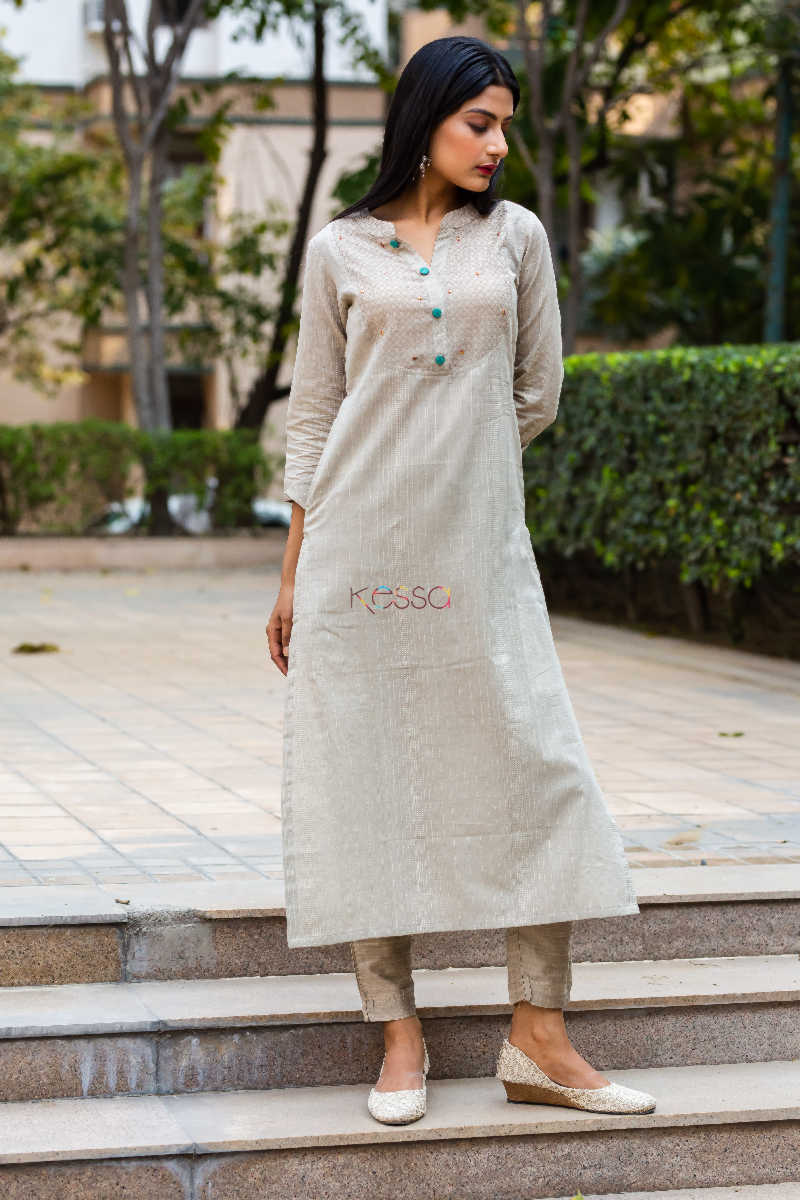 Image for Kusvaa Ws538 Earthy Handloom Cotton Kurti 1 1