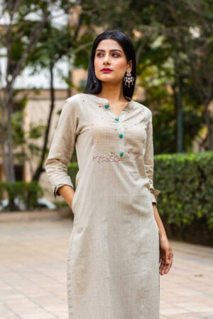 Image for Kusvaa Ws538 Earthy Handloom Cotton Kurti 5 1