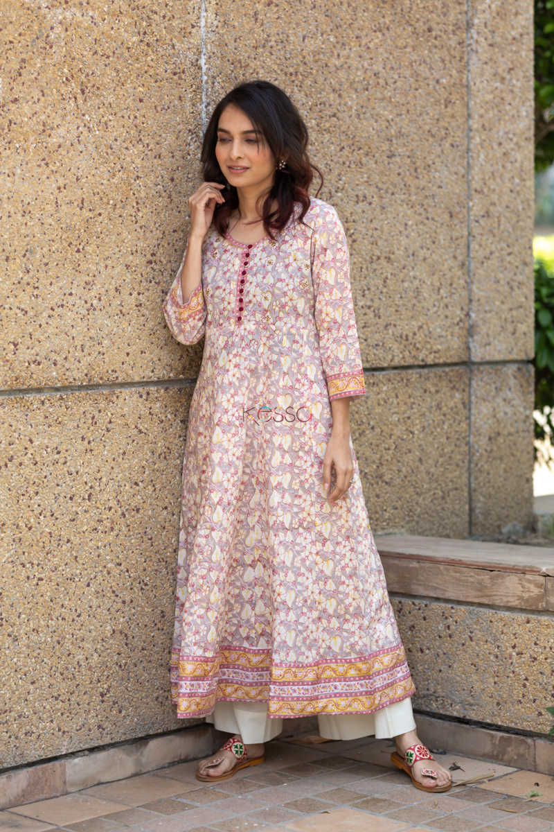 Image for Kusvaa Wsr89 Sublime Hand Block Printed Kurta 3