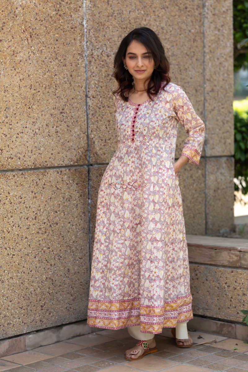 Image for Kusvaa Wsr89 Sublime Hand Block Printed Kurta 6