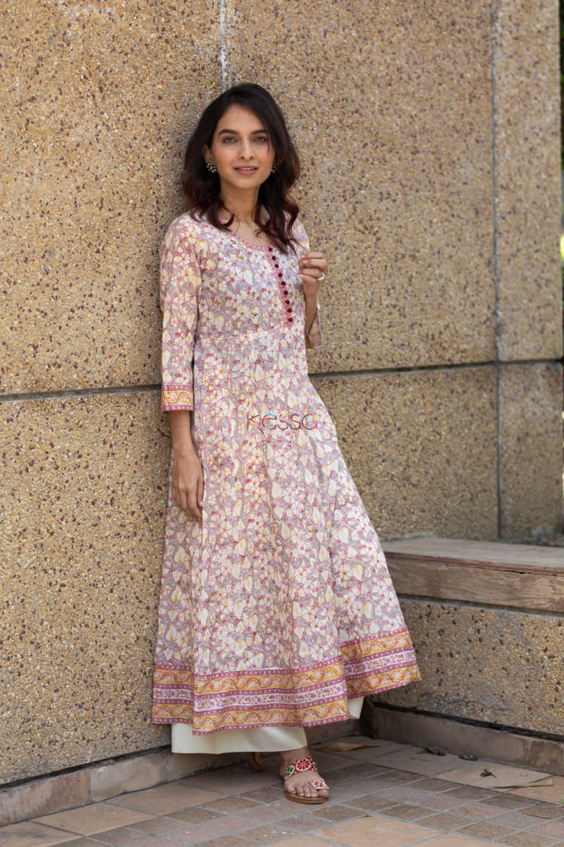 Image for Kusvaa Wsr89 Sublime Hand Block Printed Kurta 8