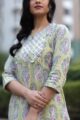 Image for Wsr88 Kusvaa Clay Greek And Green Kurta Closeup