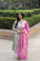 Image for Wsr88 Kusvaa Clay Greek And Green Kurta Matching Dupatta
