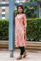 Image for Kusvaa Sa 01 Pink Bouquet Block Printed Kurta 1