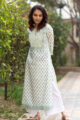 Image for Kusvaa Wa318a Shades Of Green White Kurta03