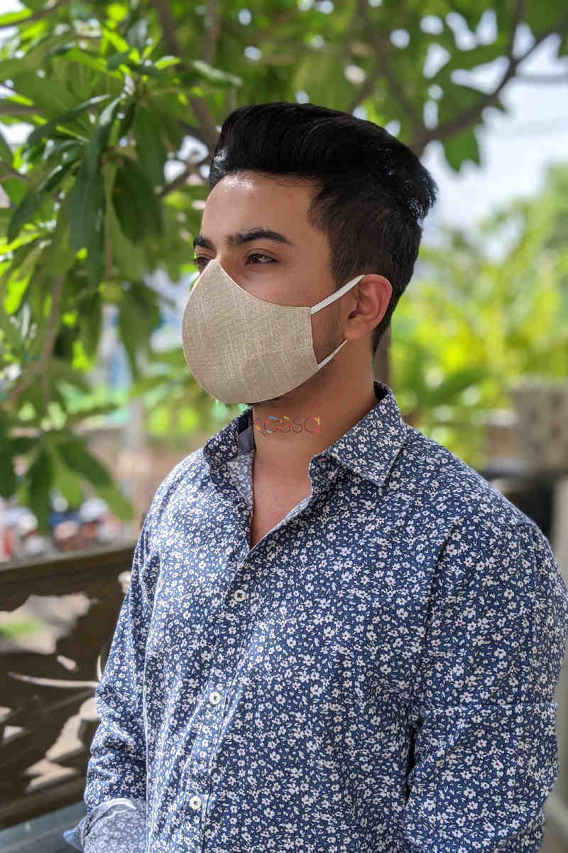 Image for Kusvaa Kfm04 Solid Face Mask Set Of 5 Light Beige Side