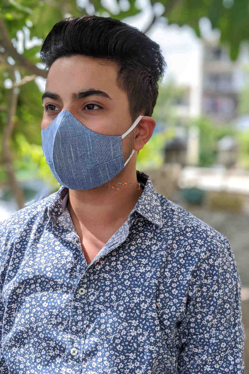 Image for Kusvaa Kfm04 Solid Face Mask Set Of 5 Light Blue Side