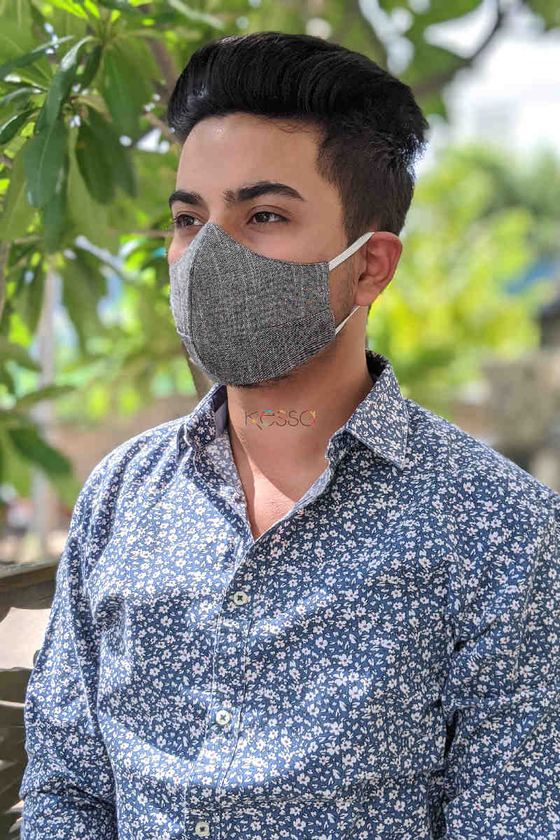 Image for Kusvaa Kfm04 Solid Face Mask Set Of 5 Light Grey Side