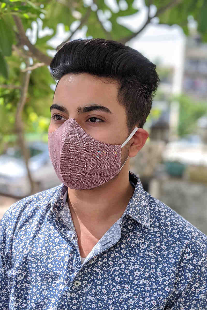 Image for Kusvaa Kfm04 Solid Face Mask Set Of 5 Light Maroon Side