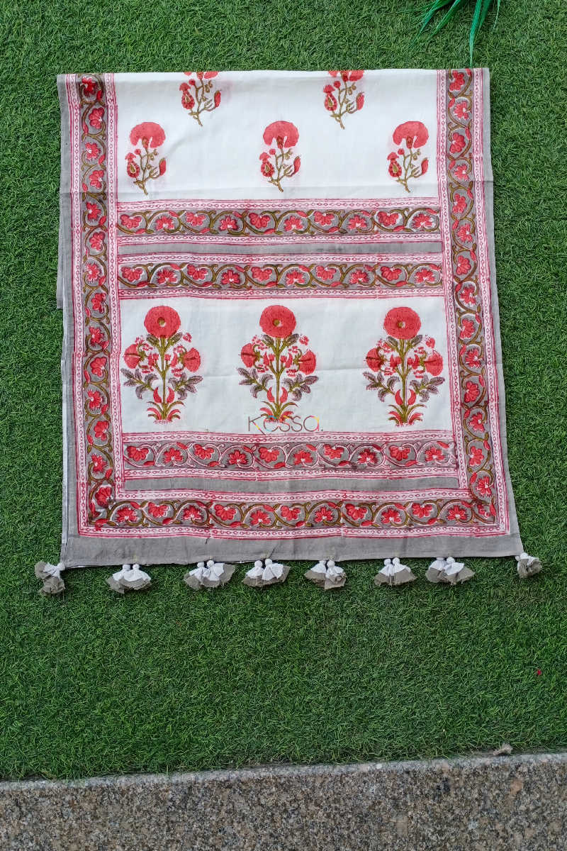 Image for Kusvaa Kjs23 Grey Mughal Print Stole