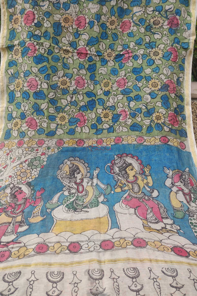 Image for Kusvaa Kkd01figures Multicolor Kalamkari Figures Chanderi Dupatta 1