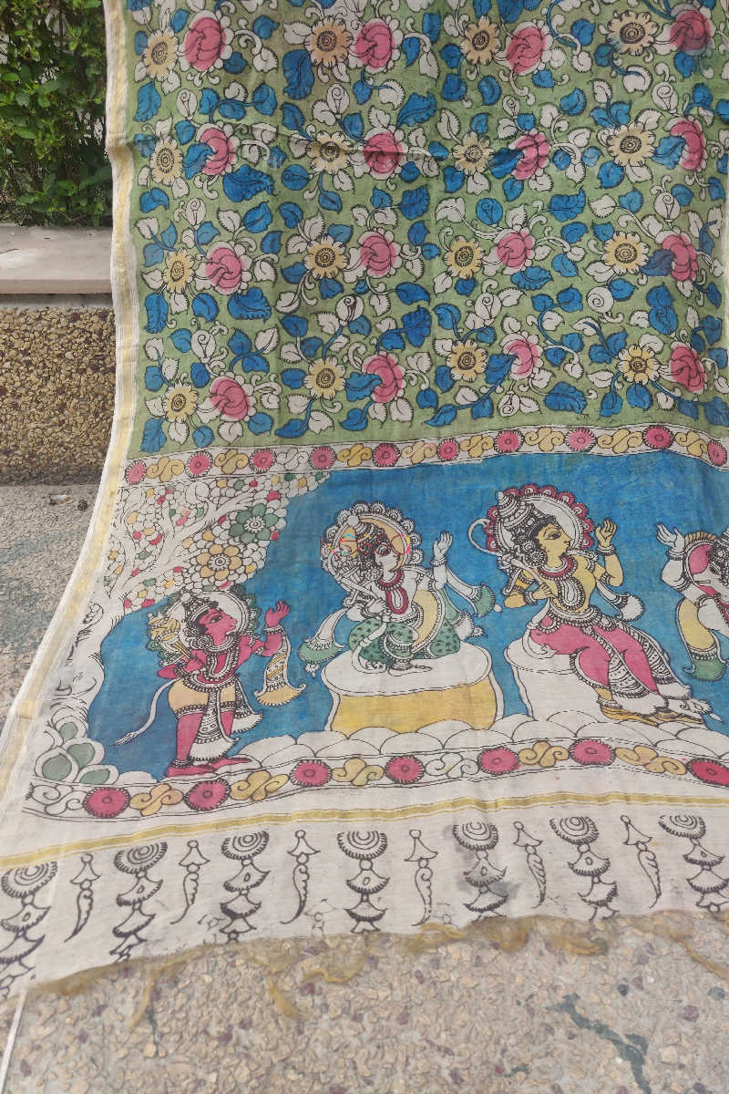 Image for Kusvaa Kkd01figures Multicolor Kalamkari Figures Chanderi Dupatta