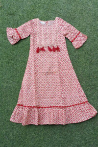 Image for Kusvaa Kkk23 Block Print Jaal Dress For Girls