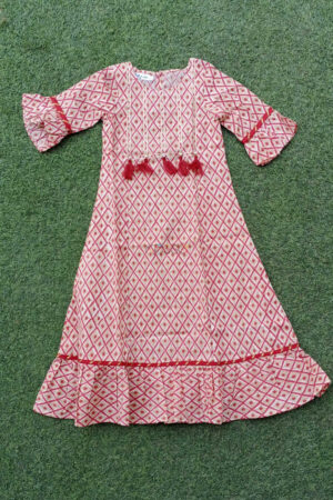 Image for Kusvaa Kkk23 Block Print Jaal Dress For Girls