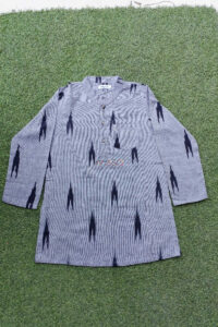 Image for Kusvaa Kkk30 Grey Black Ikkat Boys Kurta