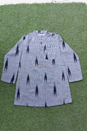 Image for Kusvaa Kkk30 Grey Black Ikkat Boys Kurta