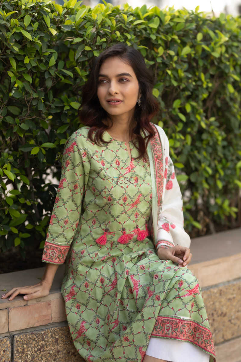 Image for Kusvaa Kuoj116 Garden Of Royals Kurta Dupatta Sset 9