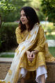 Image for Kusvaa Kuoj117 Celery Jaal Block Print Kurta Dupatta Set 11