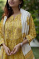 Image for Kusvaa Kuoj117 Celery Jaal Block Print Kurta Dupatta Set 13