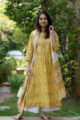 Image for Kusvaa Kuoj117 Celery Jaal Block Print Kurta Dupatta Set 6