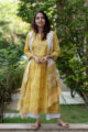 Image for Kusvaa Kuoj117 Celery Jaal Block Print Kurta Dupatta Set 7