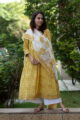 Image for Kusvaa Kuoj117 Celery Jaal Block Print Kurta Dupatta Set